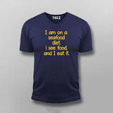 Seafood Diet Joke Cotton T-Shirt for Men