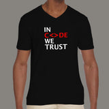 In Code We Trust V Neck T-Shirt For Men Online