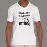 Lazy Cat - I Will Do Nothing Today Men’s V Neck T-Shirt india