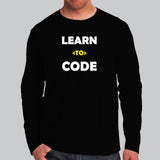 Learn To Code Funny Programming Code Full Sleeve T-Shirt For Men Online India