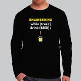 Funny Engineer Love Beer Drink Booze Code Programming Full Sleeve T-shirt For Men Online India