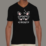 Cute Meow V Neck T-Shirt India