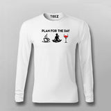 Plan For The Day Coffee Yoga Wine Funny T-Shirt For Men