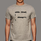 Programmer Tired Sheep Pc Funny Coding T-Shirt For Men India