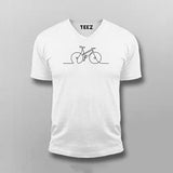 Single Line Bicycle Funny V-neck T-shirt For Men Online India