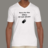 My Cat Ate Mouse Funny Mouse Computer Quote V Neck T-Shirt For Men India